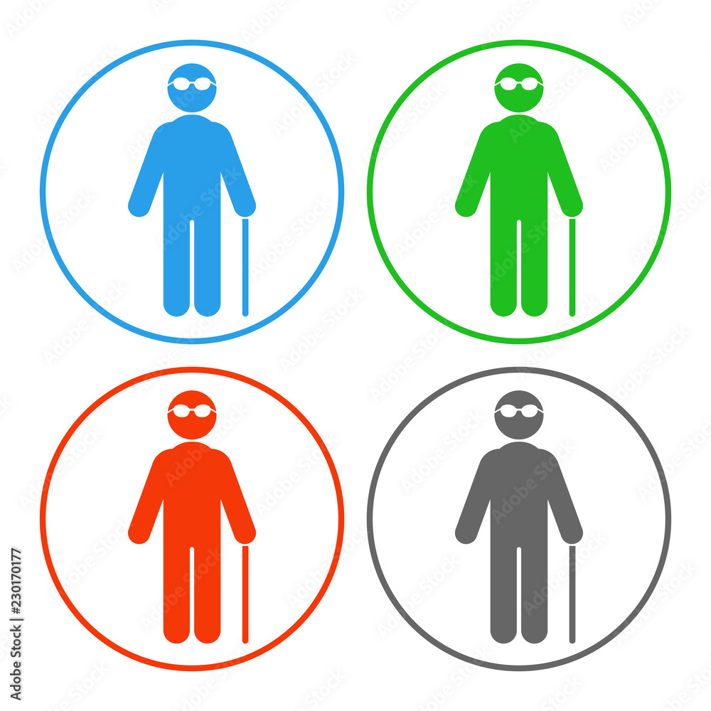 Blind person symbol. Vector icon set. Blind person symbol. Vector icon set.