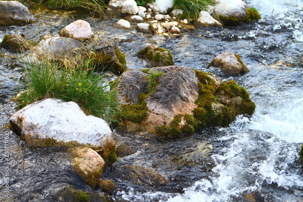 Photo of nature - spring water mountain river and the fantastic rocky creek on North Caucasus Photo of nature - spring water mountain river and the fantastic rocky creek on North Caucasus
