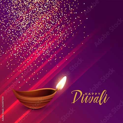 hindu diwali festival greeting with sparkles