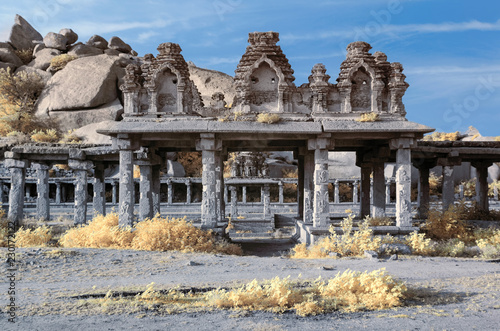 Infrared image of ruined temples in Hampi