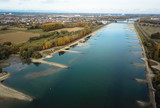 Luftbild: Rekord Niedrigwasser - Rhein bei Wörth