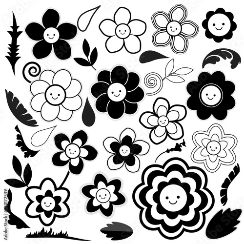 Spring flowers are black and white