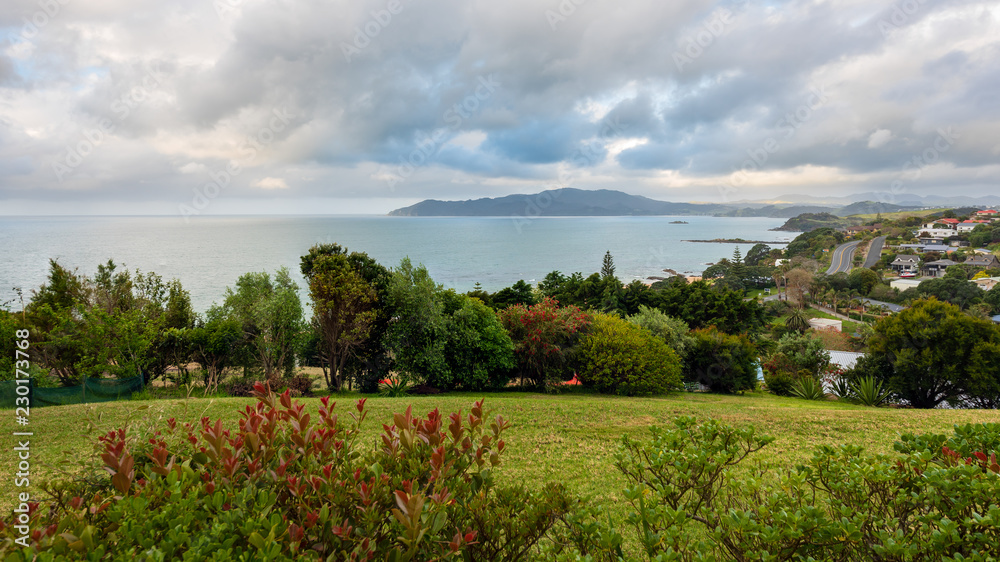 Panoramic view of Cable Bay and Mangonui in New Zealand