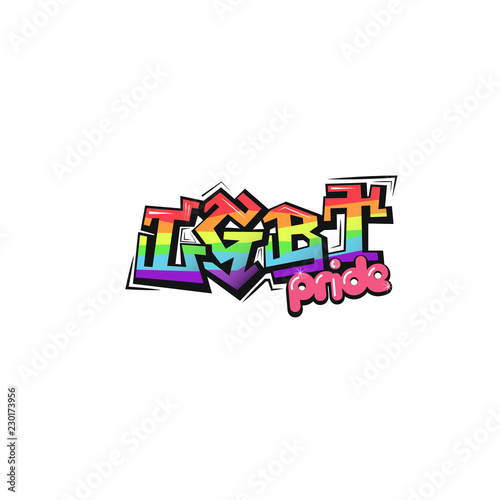 LGBT rainbow lettering icon. LGBT pride symbol. Graffiti style. Vector illustration.