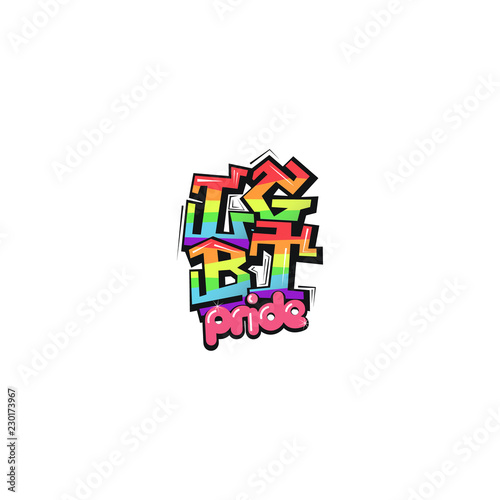 LGBT rainbow lettering icon. LGBT pride symbol. Graffiti style. Vector illustration.