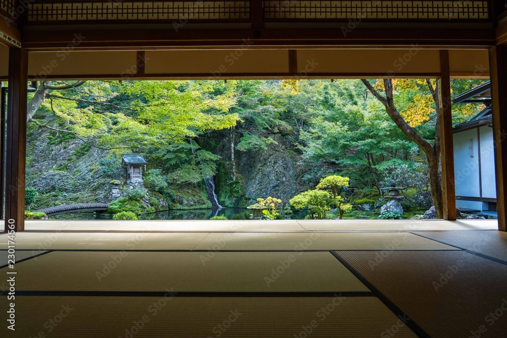 座敷から見た日本庭園