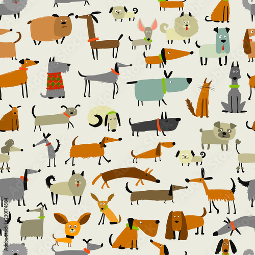 Photography Cute dogs collection, seamless pattern for your design