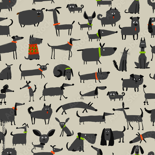 Cute dogs collection, seamless pattern for your design
