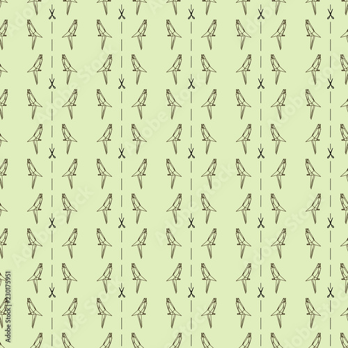 pattern with an origami parrot