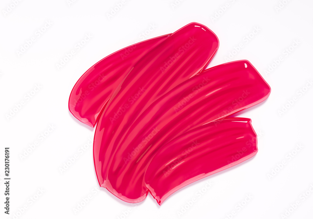 Pink vector lipstick smear. Female girly logo. Paint brush stroke isolated on white, abstract liquid cosmetic texture. 3d rendering Pink vector lipstick smear. Female girly logo. Paint brush stroke isolated on white, abstract liquid cosmetic texture. 3d rendering