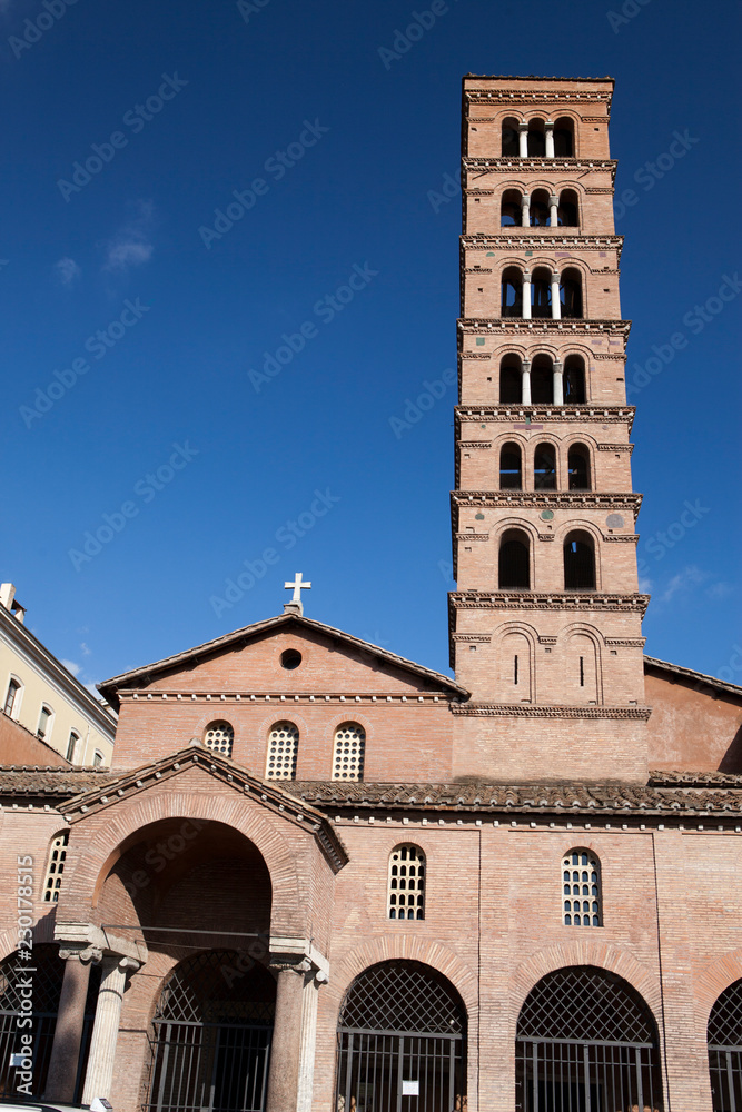 Italy. Rome. Basilica of Santa Maria in Cosmedin with Mouth of the Truth