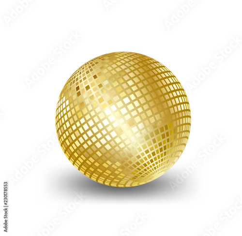 mirror ball gold vector,elements for Artwork greeting gift box holiday background cards party