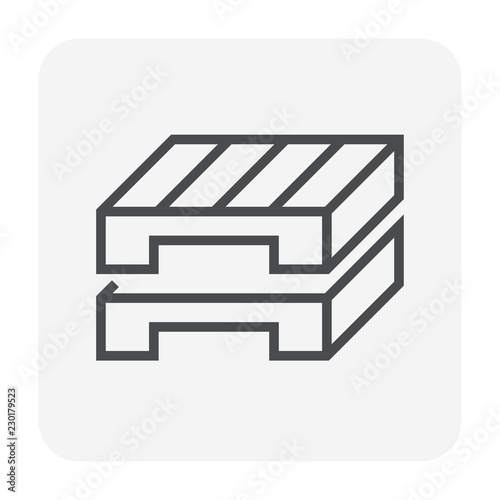 EUR or euro pallet vector icon. Industrial equipment platform of wood, plank for factory, warehouse for stock or store cargo, crate, box. Freight transport shipping industry.  Editable line stroke.