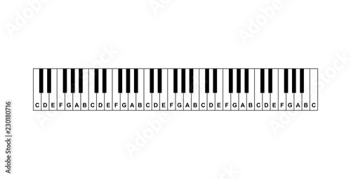 Piano keyboard diagram - piano keyboard layout    on white background vector illustration