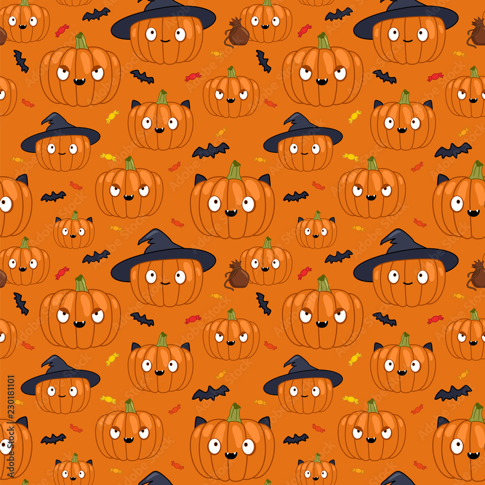 Fototapeta premium vector halloween pumpkin seamless pattern