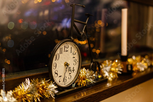 New year clock and decoration