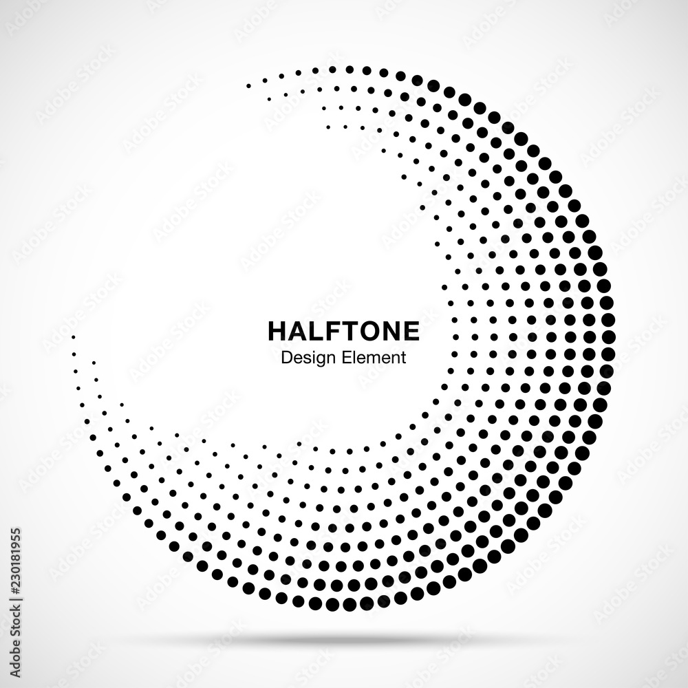 Halftone circle abstract frame. Circular dots logo emblem design element for medical, treatment, cosmetic. Round border Icon using halftone circle dots raster texture. Vector illustration. Halftone circle abstract frame. Circular dots logo emblem design element for medical, treatment, cosmetic. Round border Icon using halftone circle dots raster texture. Vector illustration.