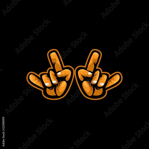 double metal hand, sign of devil finger gesture. vector illustration