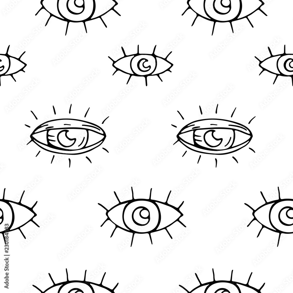 seamless pattern with sketch eyes