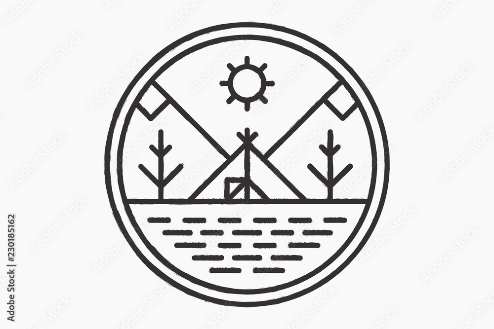 The wigwam on the lake shore, round logo The wigwam on the lake shore, round logo