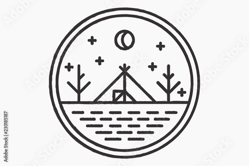 The wigwam on the lake shore, round logo