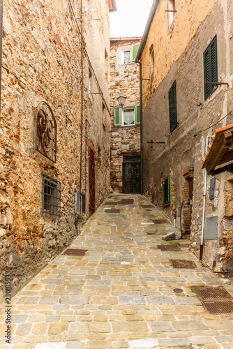 Fototapeta Naklejka Na Ścianę i Meble -  Colorful narrow streets in the medieval town of Campiglia Marittima in Tuscany - 10