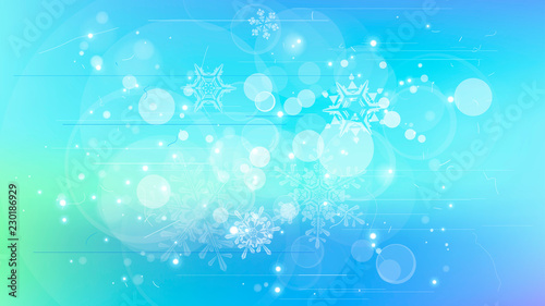 Snowflakes and festive lights - vector background with beautiful snowflakes that merrily shine and shimmer in color space