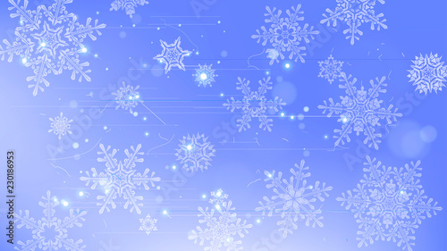 Snowflakes and festive lights - vector background with beautiful snowflakes that merrily shine and shimmer in color space