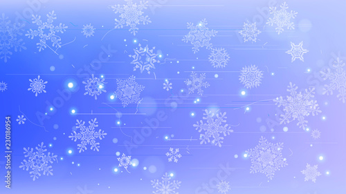 Snowflakes and festive lights - vector background with beautiful snowflakes that merrily shine and shimmer in color space