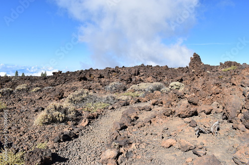 Beautiful landscape with brown mountains near the big famous volcano Pico del Teide in Tenerife, Europe