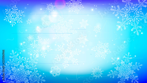 Snowflakes and festive lights - vector background with beautiful snowflakes that merrily shine and shimmer in color space