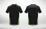 Black and green layout e-sport t-shirt design template