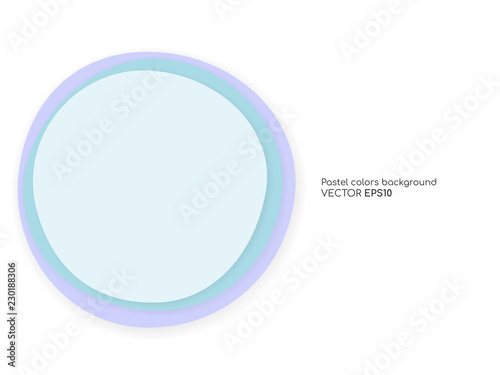 Vector circle pastel colors overlay with shadow isolated on white background with empty space for text. For design element, banner, background