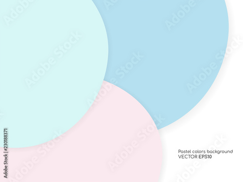 Vector circle pastel colors overlay with shadow isolated on white background with empty space for text. For design element, banner, background