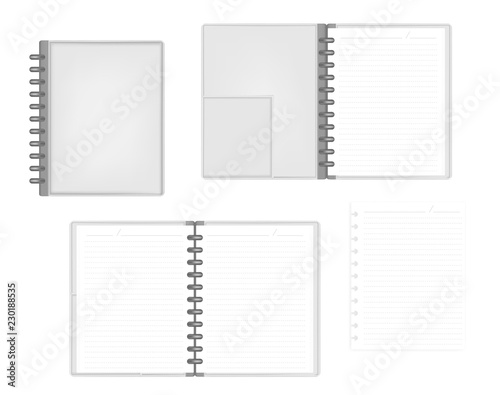 Open and closed disc bound letter size notebook with interior pocket