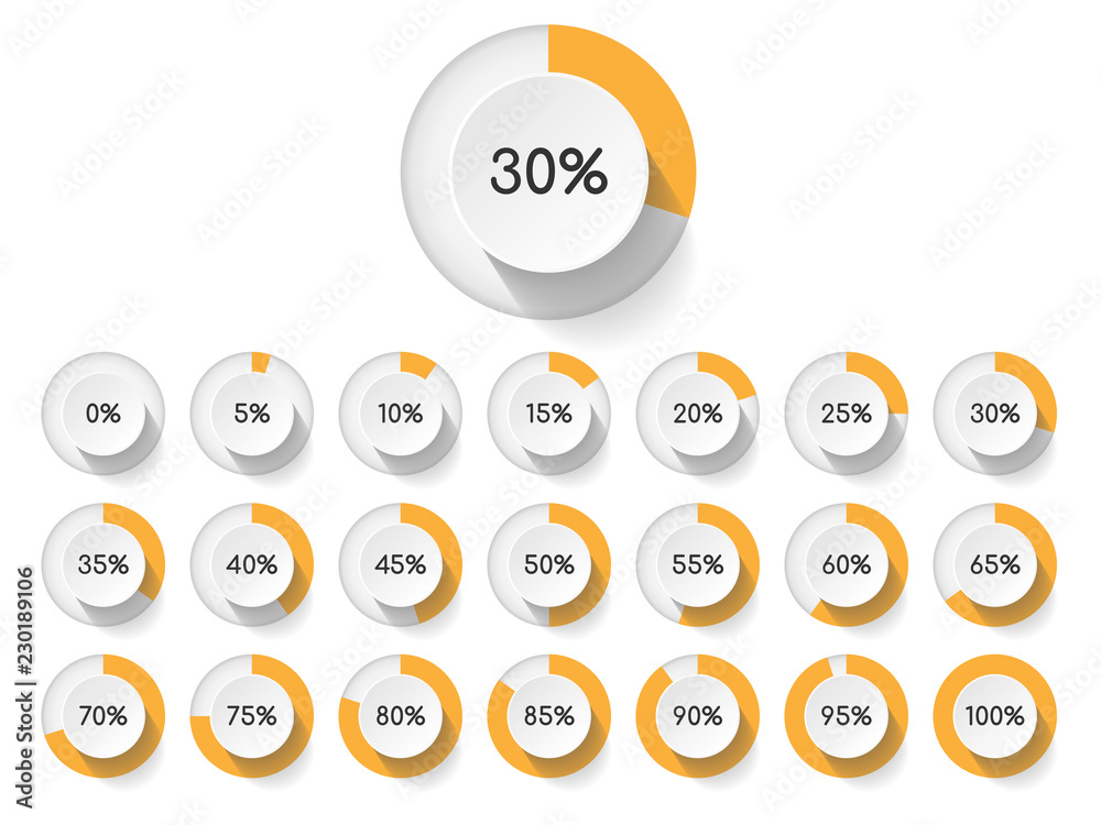 Set of circle percentage diagrams for infographics design elements