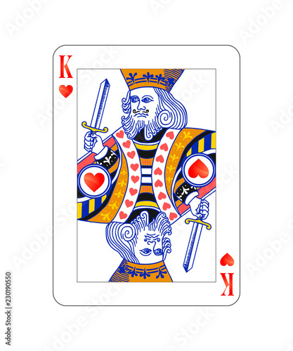 King of hearts playing card with isolated on white
