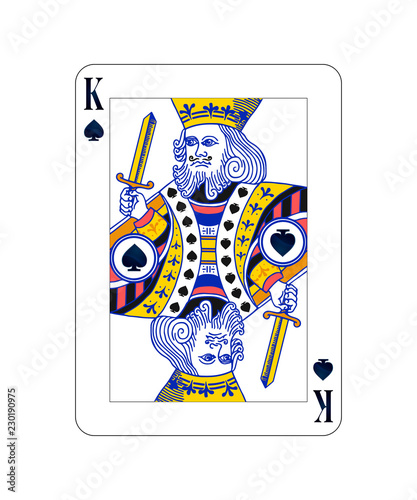 King of spades playing card with isolated on white
