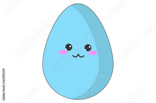 Vector of a blue easter egg with a smiley face.