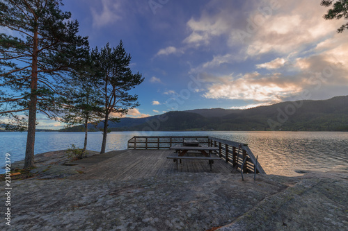 Sunset at the Byglandsfjorden. A wonderfull scenic in Norway.