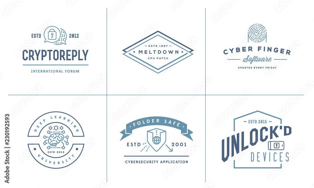 Set of Vector Cyber Security Identity Badges and Signs Can be used as Logotype Set of Vector Cyber Security Identity Badges and Signs Can be used as Logotype