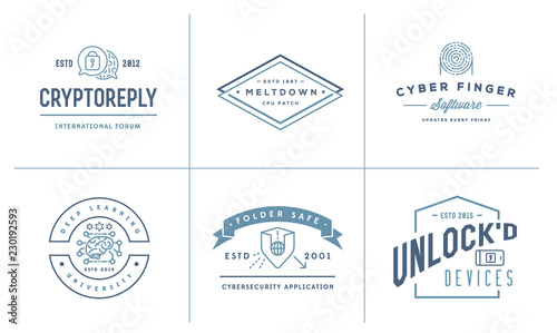 Set of Vector Cyber Security Identity Badges and Signs Can be used as Logotype