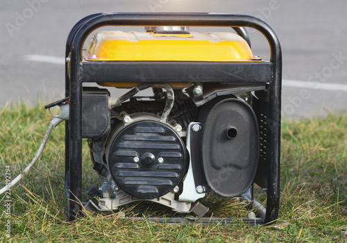 portable gasoline generator, close-up, alternator, electricity, equipment