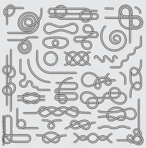 Big Set of Nautical rope knots vector decorative vintage elements