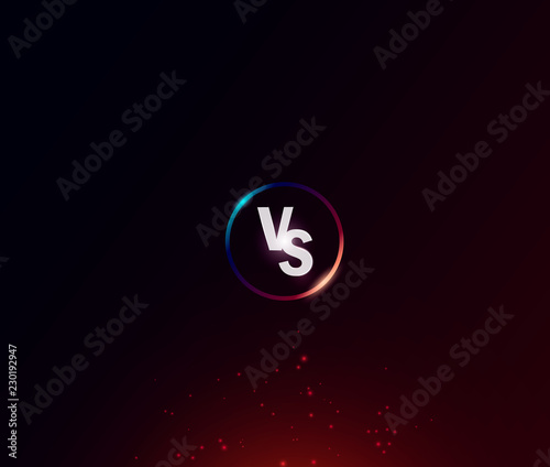 Blue neon versus logo vs letters for sports and fight competition. Battle vs match, game concept competitive vs. Vector illustration