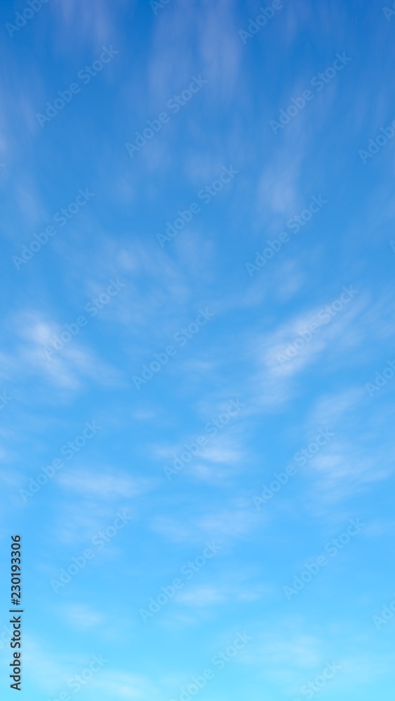 The bright sky in the morning. Blue sky background with white clouds. Cumulus white clouds in the clear blue sky. 3D illustration The bright sky in the morning. Blue sky background with white clouds. Cumulus white clouds in the clear blue sky. 3D illustration