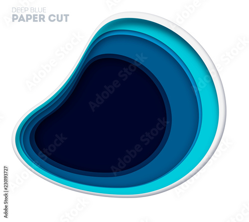Abstract colorful background with paper curved relief layers. Vector illustration. Material design. Paper cutting poster. Applicable for business banner, flyer, poster, brochure design