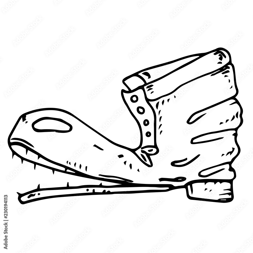 Old boot. Vector illustration of old torn shoes.Hand drawn torn boot.  vector de Stock | Adobe Stock