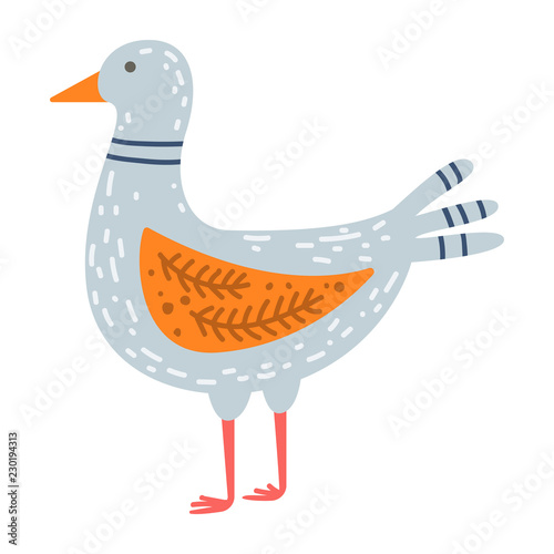 Cute illustration of a seagull for nursery decor, prints and posters, doodle style. Vector