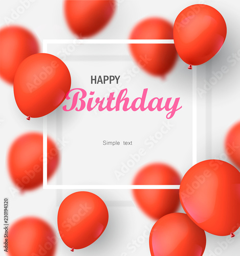 Positive holiday birthday banner with gold balloons . Vector illustration